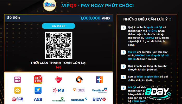 gửi tiền 8 day vipqr