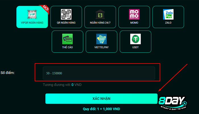 gửi tiền 8 day